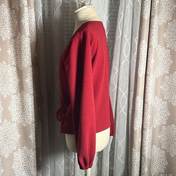 Madewell Texture & Thread Red Wrap Top | Size Medium - Picture 4 of 6